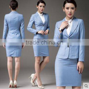 Juqian Suits Simple Pattern Blue Women Office Uniform Design Women's Elegant Dress Suit photo-2