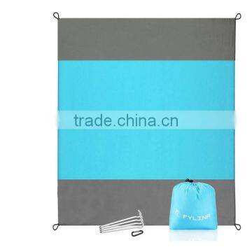 Compact Beach Blanket Oversized 7' X 9' Waterproof Sand Resistant Nylon Outdoor Picnic Blankets Camping Mat