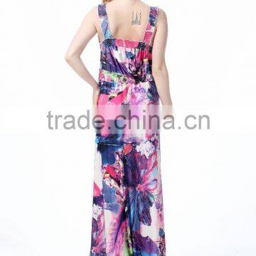 Plus Size Ladies Long Beach Dress Newest Fashion Sleeveless Flowery Jumpsuit Dress for Wholesale photo-4