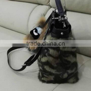 Handmade Lady Bag Leather Tote Bag For Women, Rabbit Fur Lady Handbag photo-3