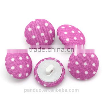 White Dot Print Purple Cloth Wrap Round Sewing Shank Buttons