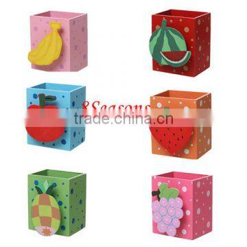 Mixed Wood Cute Pen Container Office Stationery Supplies Fruit Clips 8.5cm x 7cm