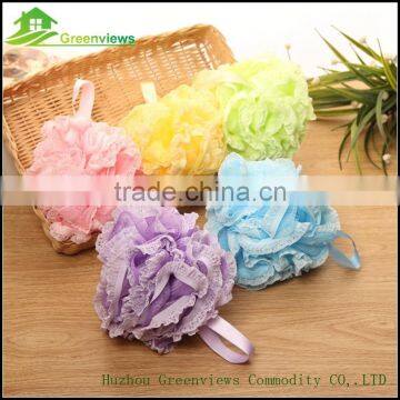 Colorful Lace bath sponge PE mesh shower puff Exfoliating Mesh Cheap Sponge