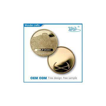Hydraulic pressure embossed stainless steel mirror gold customized mountaineering challenge coins
