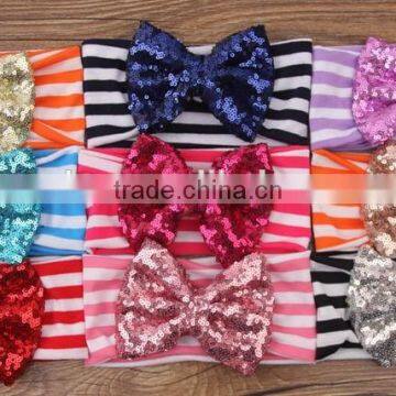 Lovely little girl fancy eco-friendly sequin bowknot children baby headband