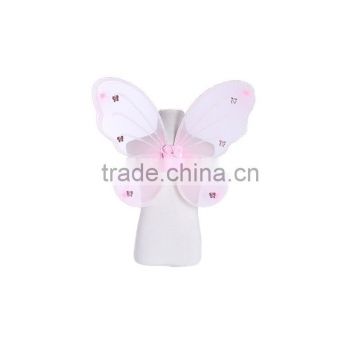 Custom Made child rosetta fairy costume cheap pink butterfly wing with red diamond girl gift