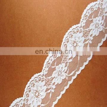 Cheap white cord lace fabric high elastic bulk lace trim and bridal lace fabric with 6 cm