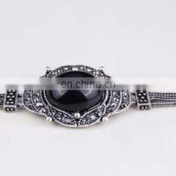 Retro Exaggerated Alloy Multicolor Gemstone Bracelet, Enamel Fashion Jewelry Bracelets, Onyx Bracelet photo-6