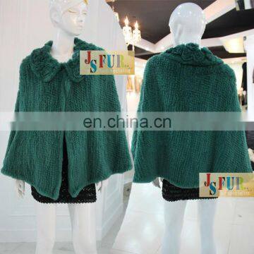 Updating green rabbit fur cape knitted fur capes