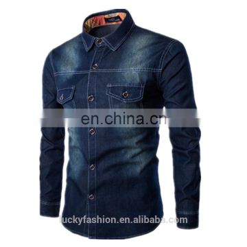 Wholesale Custom Plain Long Sleeve Latest Denim Shirts Designs For Men