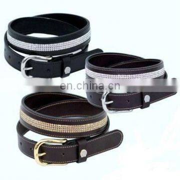 Riding ladies leather belts in crystal .