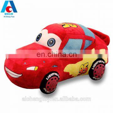 soft boys and girls playing plush red car stuffed toy