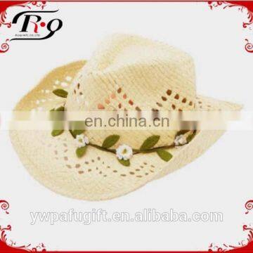 floral chain cut-outs cowgirl straw hat