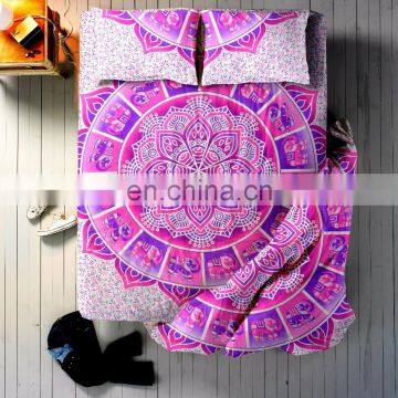 Indian 2017 Elephant Mandala Bed sheet Duvet Cover With 2 Pillow Cover full Set Queen Size Bedding Full Set