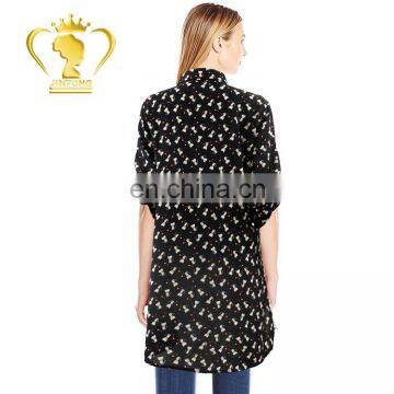 2017 Fashion Design Short Front Long Back Top Kitty Shirt Blouse, Printed Shirts for Women Blouses photo-3