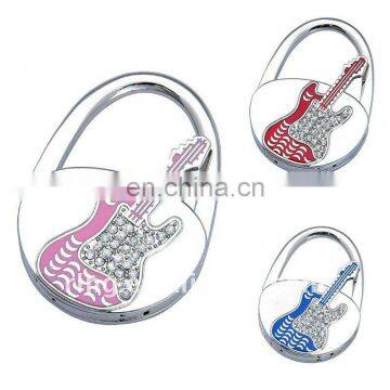 Fashion guitar style enamel crystal handbag punching hook