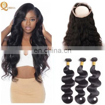 Mink Brazilian Hair Human 360 Closure Frontal 360 Lace Frontal Closure Bundles Body Weave