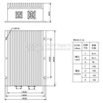 PAH-B Series 220V to 48V 500W Single AC/DC Converter