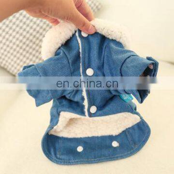 Pet Dog Cat Clothes Turn-down Collar Puppy English Alphabet Cowboy Denim Coat photo-3