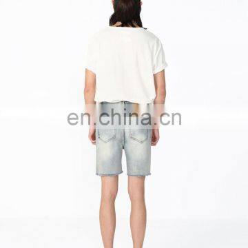 DiZNEW OEM Custom Denim Hand Printing Art Mens Bermuda Jeans Shorts photo-4