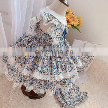 Spanish Lolita Girls Princess Dress Lace Stitching Sleeves Print Dress for Girl Birthday Party Easter Vestidos photo-3