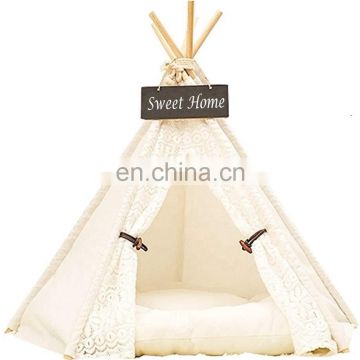 Pet Teepee Tent Dog & Cat Bed  Portable Washable Dog Tent Lace Style Pet House for Dog Cat Pet