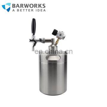 New Homebrew 2L/5L/8L Stainless Steel Beer Growler Keg withMini Beer Spear with Tap Faucet with CO2 Injector Premium