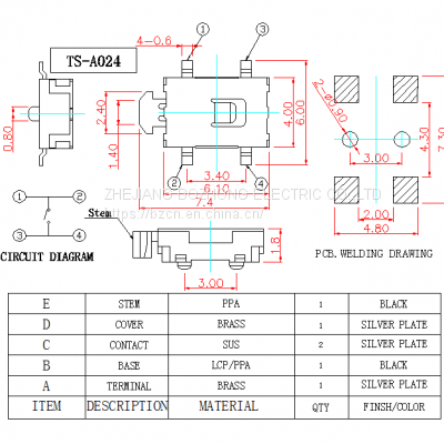 TS-A024 4*6.1 Push Button Switch SMD For Electronic Mobile Devices photo-3