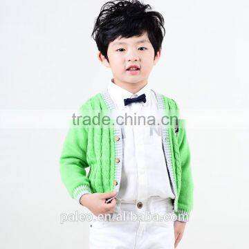 Spring,Autumn,Winter knitted cardigan green boys sweater with 5 buttons