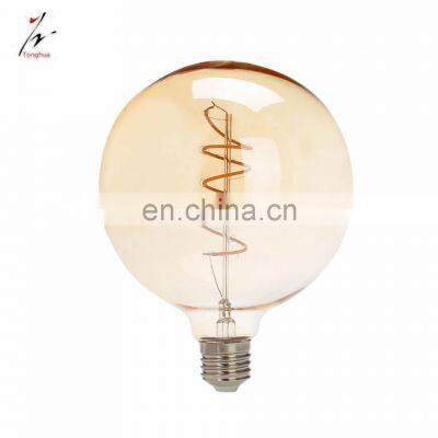 New Design Dimmable G125 4w E27 Spiral Soft Filament LED Bulb 220V