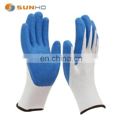 SUNNYHOPE 13 gauge polyester/nylon liner with crinkle Latex coated on palm and fingertips gloves