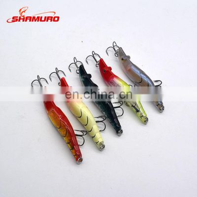 Weihai High Quality 3D 10g 15g Shrimp Hard Bait plastic shrimp lure double hooks Squid jig Fishing Lures