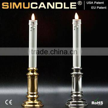 christmas decorative taper candles with moving wick with timer and remote control for home decoration