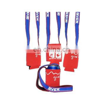 Wholesale Custom Made Neoprene Can Cooler Sleeve with Neck Holder