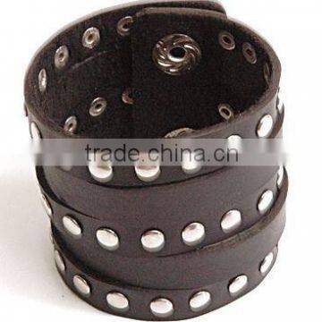 Plain Leather Bracelet With Snap Button Blank