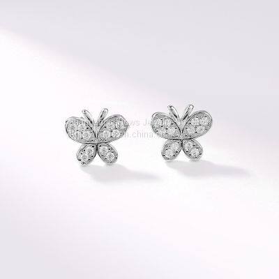 925 Sterling Silver Butterfly Inlaid Zircon Earrings Women's Sweet and Simple Earrings Autumn and Winter New Fashion Earrings photo-4