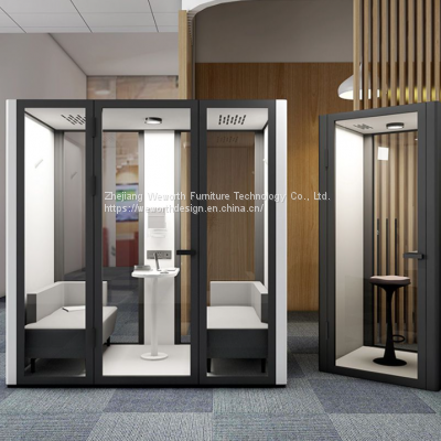 Soundproof Booths For Offices - M Size 4 Person Desk Pod Acoustic Office Pods For Sale photo-4