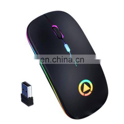 Drop Shipping Orginal Ultra-Thin Mini A2 Wireless Mouse Silent Mute Rechargeable LED Colorful Lights Computer Mouse photo-3