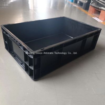 600 x 400 x 170  conductive black esd plastic pp box storage plastic tote bins containers