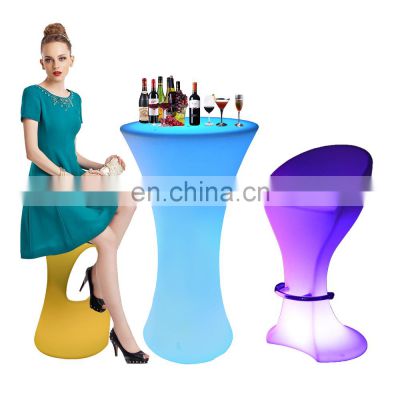 bar table chair /Luminous Glowing Plastic Color Change Bar Tables and Chairs illuminated led bar high barstool chair