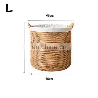 Useful Large Woven Rattan Laundry Basket With Handle, Rattan Basket for Home Storage Decoration Wholesale