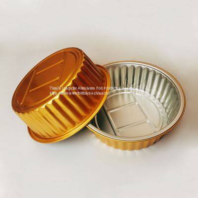 7inches Gold Sealable Disposable Takeaway Lunch Pan Sealed Foil Tray