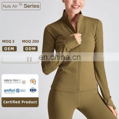 Custom Full Zipper Yoga Breathable Jackets Gym Women Thumb Holes Long Sleeve Sport Wears