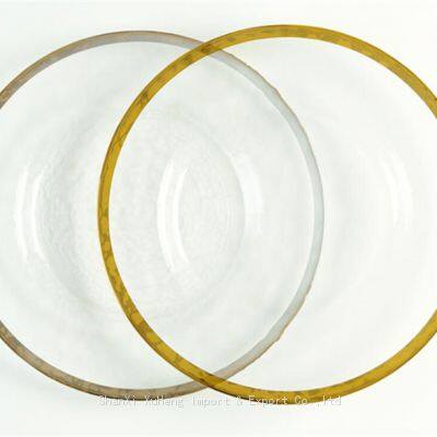 Wholesale Clear Glass Dinner Under Plates Wedding Tableware Glass Charger Plates With Gold Rim