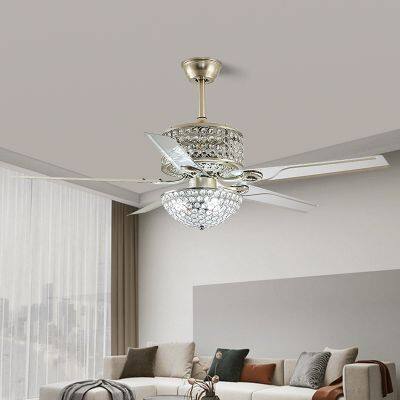 LED Light Gold Ceiling Fan Elegant Iron Blades Ceiling Fan With LED Light and Remote Control photo-4