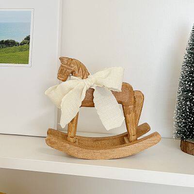 Retro rural style wooden rocking horse
