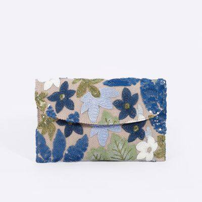 sequined embroidered clutch bag