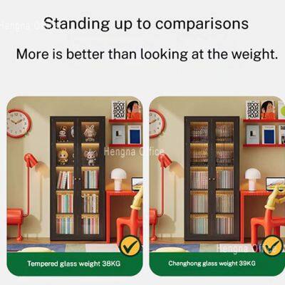 Large Capacity Office Bookshelf 2000mm High for Executive Suite | Vintage Black Adjustable Shelf Cabinet