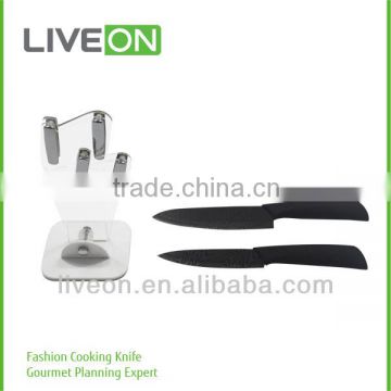 2014 LIVEON 2pcs Ceramic Kitchen Gadget Knife Set with Acrylic Block