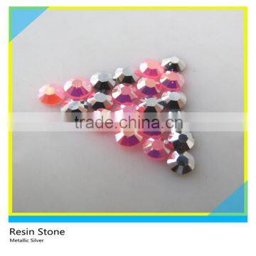 High Quality Metallic Silver Round Resin Stone 6mm Hotfix Flatback Round Resin Stone